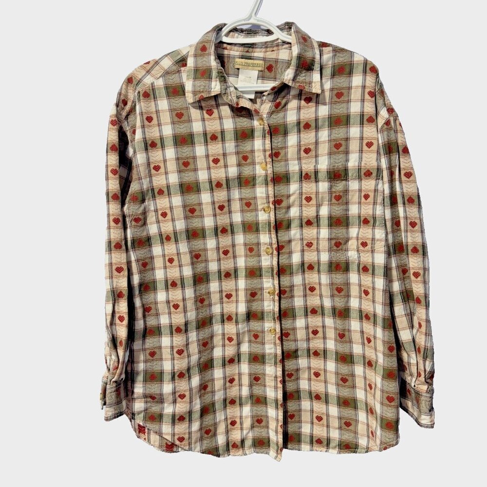 plus preferred ladies‎ size Medium 38 shirt with plaid and hearts